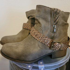 Grey Sued Ankle Boots